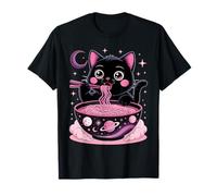 Pastel Goth Aesthetic Kawaii Cat Eating Ramen Noodles T-Shirt