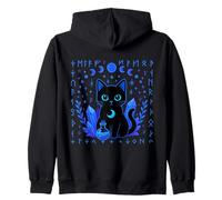 Pastel Goth Black Witchy Cat Crystals Runes Gothic Kawaii Zip Hoodie