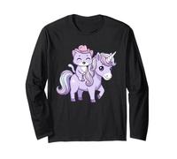 Pastel Goth Creepy Cowboy Cat Riding Unicorn Kawaii Anime Long Sleeve T-Shirt