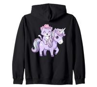 Pastel Goth Creepy Cowboy Cat Riding Unicorn Kawaii Anime Zip Hoodie