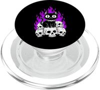 Pastel Goth Cute Creepy Kawaii Cat Skulls Purple Flame PopSockets PopGrip for MagSafe