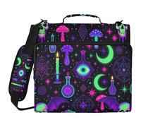 Pastel Goth Halloween Witchy Pattern 3 Ringing Sturdy Zipper Binder with Strap Multiple Pockets Portfolios Portfolio Organizer for Office School