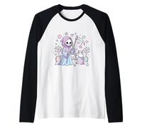 Pastel Goth Japanese Anime Kawaii Skeleton Skull Cat Raglan Baseball Tee