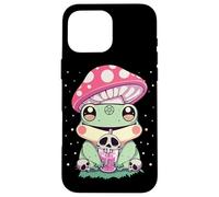 Pastel Goth Kawaii Frog Boba Tea and Mushroom Frog Case for iPhone 16 Pro Max
