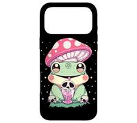 Pastel Goth Kawaii Frog Boba Tea and Mushroom Frog Case for iPhone 17 Pro Max