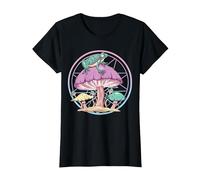 Pastel Goth Mushroom Frog Cottagecore Aesthetic Farmcore T-Shirt, Women, Black, Medium