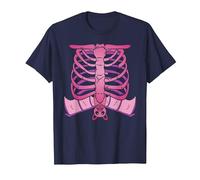 Pastel Goth Skeleton Heart Ribcage Bat Halloween Creepy Cute T-Shirt, Men, Navy Blue, 3X-Large