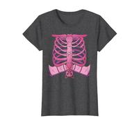 Pastel Goth Skeleton Heart Ribcage Bat Halloween Creepy Cute T-Shirt, Women, Dark Heather Grey, 3X-Large