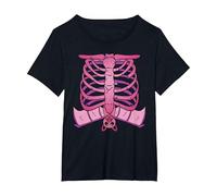 Pastel Goth Skeleton Heart Ribcage Bat Halloween Creepy Cute T-Shirt, Women's Plus, Black, 1X