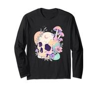 Pastel Goth Skull Mushrooms Witchy Menhera Japanese Harajuku Long Sleeve T-Shirt