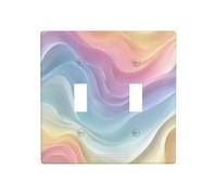 Pastel Gradient Waves Abstract Curves Double Gang Toggle Light Cover Wall Plate Switch Decor Standard Size - 11.4x11.4cm