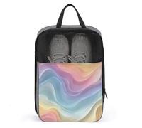 Pastel Gradient Waves Abstract Curves Shoe Bag for Travel Daily Use Anti-dust Storage Carrier Golf Shoe Pouch