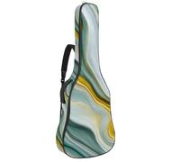 Pastel Green and Yellow Marble Texture Wavy Lines Guitar Bag, Padded Acoustic Guitar Case Backpack with Adjustable Shoulder Strap Pockets