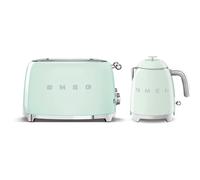 Smeg KLF05 Retro 50's Style Mini Kettle 0.8L & TSF03 Retro 4-Slice Toaster Set - Pastel Green