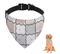 Pastel Grid Leaves Dog Bandana With Adjustable Strap D Ring Dog Neckerchief Pet Bibs Triangle Cat Bandana Accessories Puppy Dogs Cats Decor Machine Washable