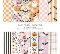 Pastel Halloween Scrapbook Paper, 8.5 x 8.5 Inch Square Pattern Designs: Cute Pink and Orange Spooky Pattern Papers with Ghosts, Pumpkins, Bats, Bows, ... Scrapbooking, Collage, and Paper Crafts