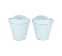Pastel Hand Dipped Set of 2 Terracotta Outdoor Hanging Flower Plant Pots 19cm Verano Spanish Ceramics Blue One Size