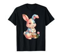 Pastel Happy Easter Bunny with Basket Kids Women T-Shirt