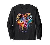Pastel Heart Sky with Dripping Sunset and Palm Trees Long Sleeve T-Shirt