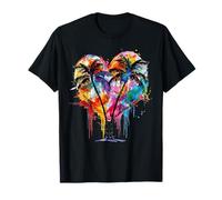 Pastel Heart Sky with Dripping Sunset and Palm Trees T-Shirt