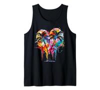 Pastel Heart Sky with Dripping Sunset and Palm Trees Tank Top