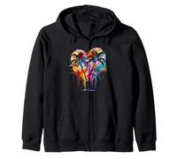Pastel Heart Sky with Dripping Sunset and Palm Trees Zip Hoodie