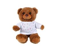 Pastel Hearts Teddy Bear - Small Plush Toy Love Gifts for Valentines Day & Anniversaries - Dark Brown Stuffed Animal with Printed T-Shirt
