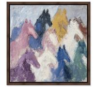 Pastel Herd Framed Canvas Print Western Wall Decor by Art Remedy, Walnut Frame, 30 x 30