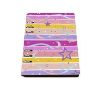 Pastel Horizontal Stripes Notebook, Pu Leather Notebooks, Lined Paper Work Notebook 180Pages/90Sheets, Notepads A5 for Office, Work Book for Study, Revision Supplies Women Man