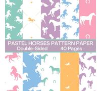 Pastel Horses Scrapbook Paper 40 Pages: Horse Pattern Paper: Double Sided for Scrapbooking, Card Making, Origami, DIY and More