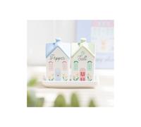 Pastel House Salt And Pepper Shakers Ceramic Town House Cruet Set