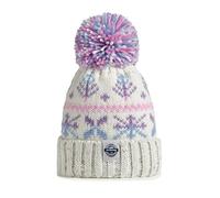 Pastel Ice Crystal Nordic Knit Super Bobble Hat Purple White