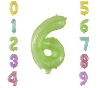 Pastel Jelly Number 6 Foil Balloon - Small 30cm 12inch Air-Only Party Decoration, Birthday, Anniversary, Celebration