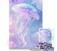 Pastel Jellyfish Watercolor Jigsaw Puzzle for Teenagers 1000 Pieces Memory Boost Indoor Play Image Assembly (50x75cm)