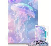 Pastel Jellyfish Watercolor Jigsaw Puzzle for Teenagers 1000 Pieces Memory Boost Indoor Play Image Assembly (50x75cm)