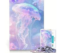 Pastel Jellyfish Watercolor Jigsaw Puzzles 1000 Piece for Teenagers Clear Logic Toy Light Relax Perfect Cut Heartfelt Gift (38x26cm)