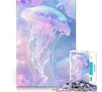 Pastel Jellyfish Watercolor Jigsaw Puzzles for Adults1000 Pieces Strong Logic Toy Tension Relief Clear Edge Premium Gift (38x52cm)