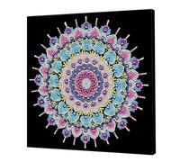 Pastel Lace Mandala DIY Pearl Painting Art Kits with Frame for Adults Beginners Home Wall Decor Pearl Gem Paintings Picture Arts Craft 25x25cm