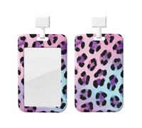 Pastel Leopard Print Id Badge Holder with Lanyard-Vertical Card Protector Clear Abs Hard Shell, Retractable Reel for Work Office