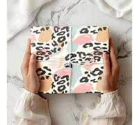 Pastel Leopard Print Wrapping Paper Sheet - Abstract Animal Spot Gift Wrap Blue - Modern Birthdays, Teens, Fashion Lovers, Bold Aesthetic Gifting W42 (Small Sheet - 30 x 40cm/ 11.8" x 15.7" inches)