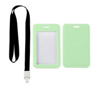 Pastel Light Green Mint Green ID Card Holder with Black Lanyard, Lanyard and Card Holder, Vertical ID Cards Protector for Staff, Vertical Name Badges Protector for Driver, Nurse Essentials