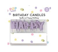 Pastel Lilac Happy Birthday Pick Candles | Elegant Wax Cake Topper Decoration for Birthday Celebrations