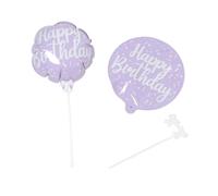 Pastel Lilac Happy Birthday Self-Inflating Foil Balloons - 12cm / 5in Pack of 2 - With Clip-On Sticks
