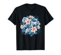 Pastel Lily and Blue Orchid Botanical Bouquet T-Shirt