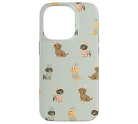Pastel Little Long Helpers Long-Haired Christmas Dachshund Case for iPhone 14 Pro