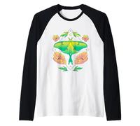 Pastel Luna Moth Beautiful Butterfly & Flowers Cottagecore Raglan Baseball Tee