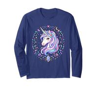 Pastel Magical Cute Kawaii Unicorn Art Design Fantasy Gift Long Sleeve T-Shirt