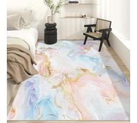 Pastel Marble Floor Mat 50x80 cm, Colorful Gold Marble Rugs for Living Room Bedroom, Washable Non Slip Area Rugs, Pattern Small Carpet, Home Decor C&J46