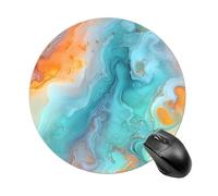 Pastel Marbled Pattern Mint Green Mousepad Round Computer Mousepad Waterproof Gaming Mousepads with Non-Slip Rubber Base Mousepads Mousemat for Laptop Office 20 CM