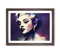 Pastel Marilyn Monroe Abstract H1022 Framed Print for Living Room Bedroom Home Office Décor, Wall Art Picture Ready to Hang, Walnut A2 Frame (64 x 46 cm)